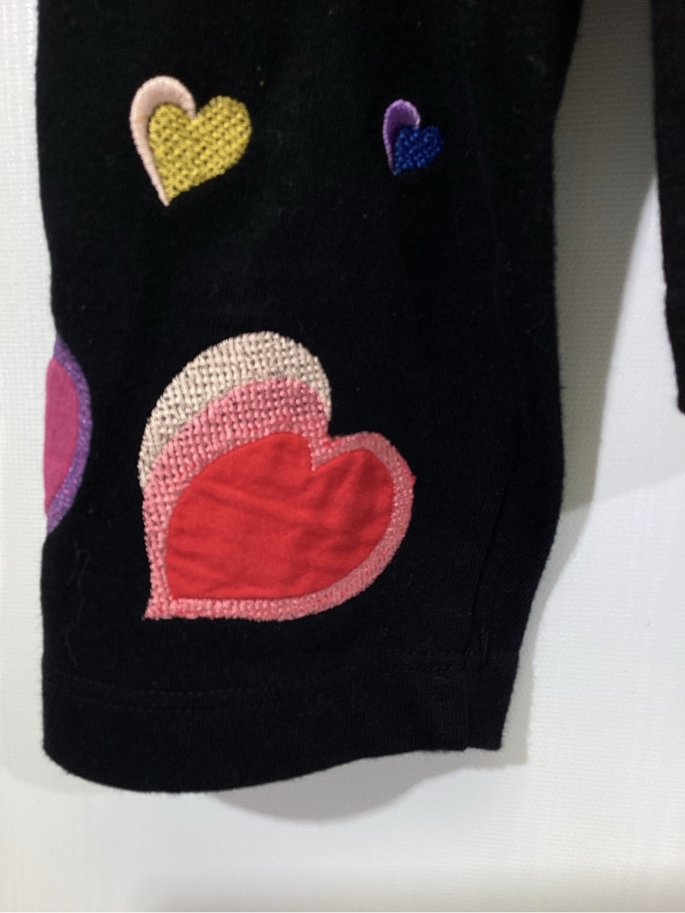 Michael Simon Lite Rmbroidered Heart Cardigan Button Small Whimsical Black - Picture 3 of 8